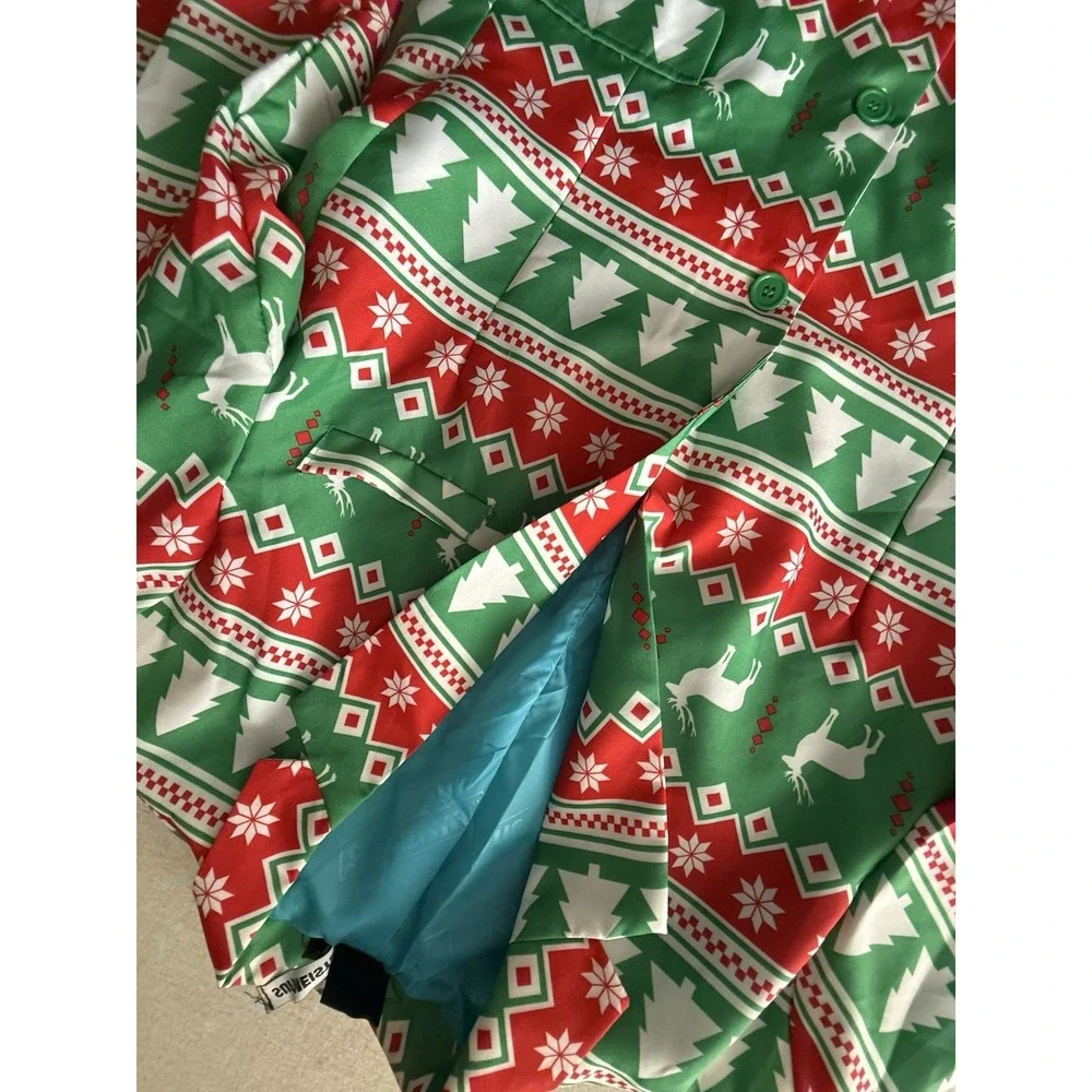 Surmises Christmas Men's Large Christmas Tree Green Blazer